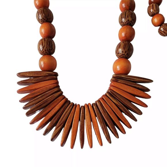 Wooden Beads Necklace and Bracelet Set Womens Jewelry Set Beachy Boho - Picture 5 of 5